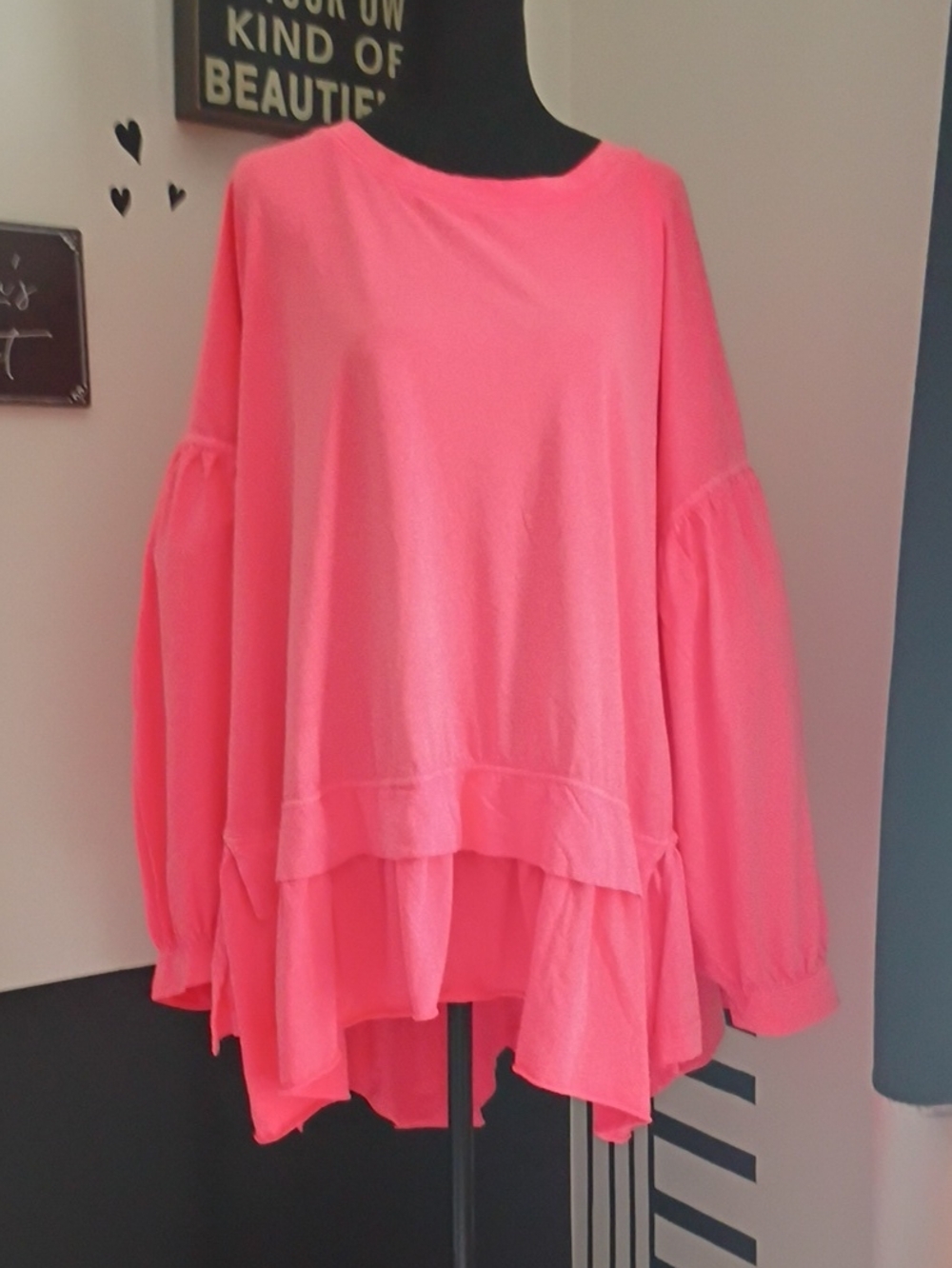 FP Movement by Free People Neon Coral Ruffle-Hem Tunic